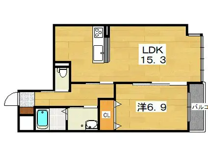 UNIVARY 美咲(1LDK/2階)の間取り写真