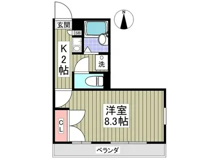 ブランドール北之幸谷3(1K/2階)の間取り写真