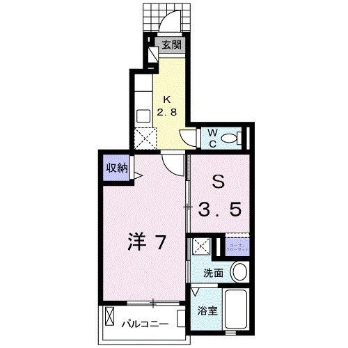 アンジュールARIDA I(1SK/1階)の間取り写真