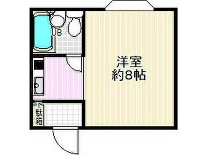 西新町ハイツ1号館(ワンルーム/2階)の間取り写真