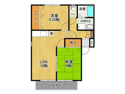 エスポワール石堂A棟(2LDK/2階)の間取り写真