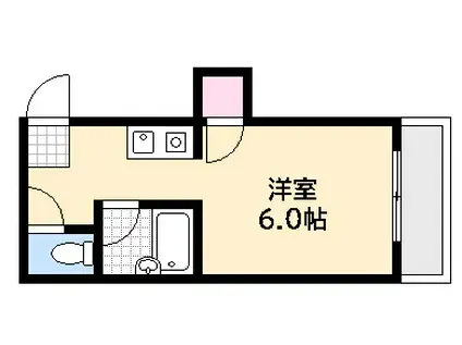 ウエストテイル南観音(1K/2階)の間取り写真
