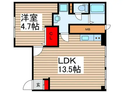 リファレンス胡録台B棟(1LDK/1階)の間取り写真