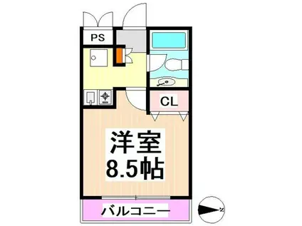 ツーウィングスサンキン(1K/3階)の間取り写真