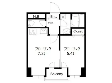 メゾンドール北千住(1DK/7階)の間取り写真