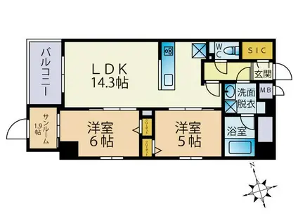 大手門3丁目ビル(2SLDK/10階)の間取り写真