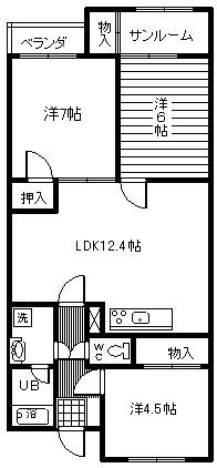サンベール(3LDK/1階)の間取り写真