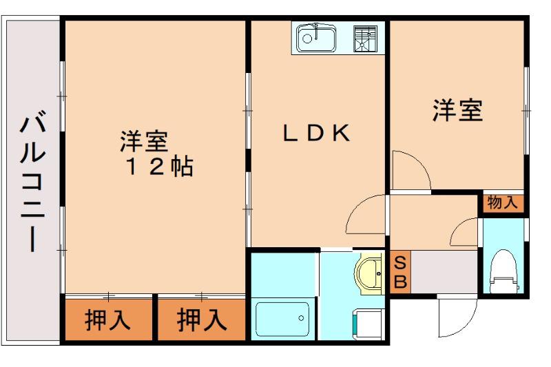 エメラルドマンション箱崎III(2LDK/5階)の間取り写真