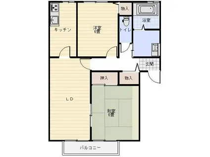 プリムヴェール(2LDK/2階)の間取り写真