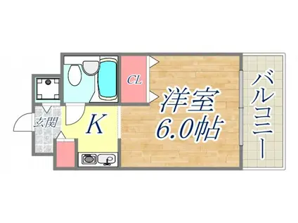 瑠璃甲東園(1K/4階)の間取り写真