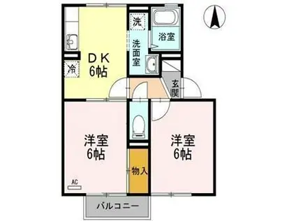 アベイユB(2DK/2階)の間取り写真