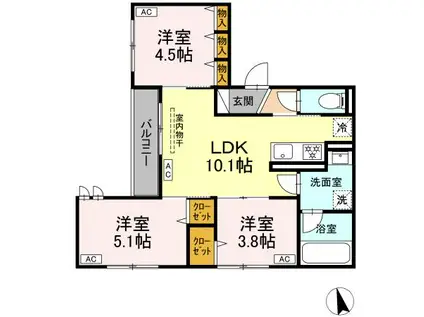 板橋区高島平2丁目PJ(3LDK/3階)の間取り写真
