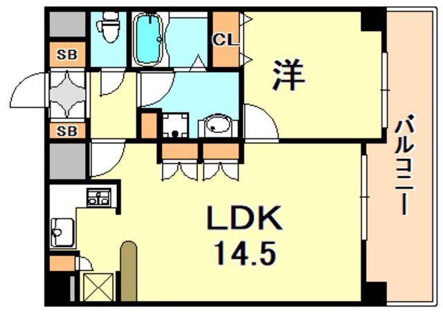 プレサンス神戸みなと元町(1LDK/11階)の間取り写真