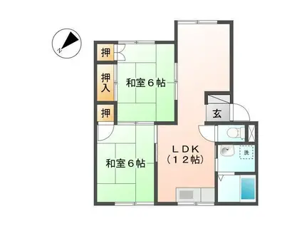 北浅井ハイツ(2LDK/1階)の間取り写真