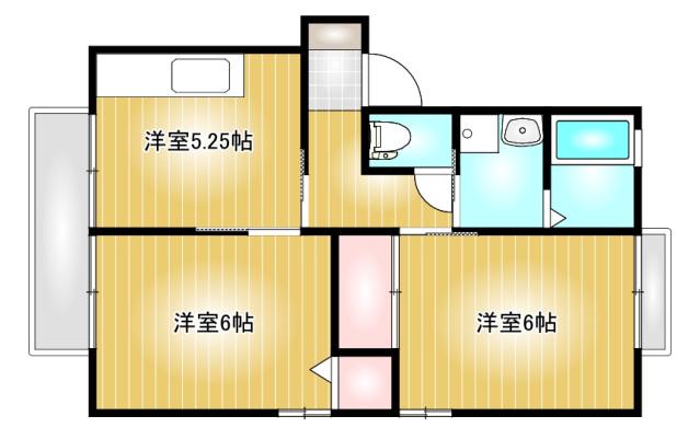 サンライズW(2DK/2階)の間取り写真
