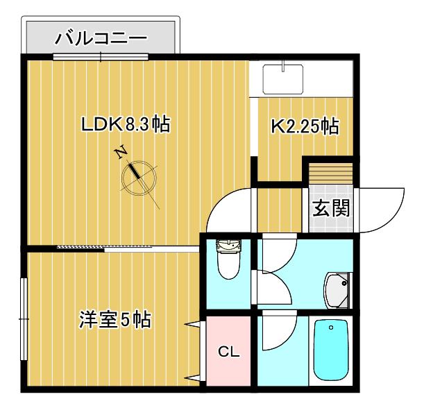 アルネ美園(1LDK/4階)の間取り写真