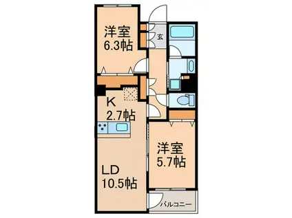 レジディアタワー上池袋(2LDK/5階)の間取り写真