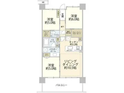 シティハウス王子(3LDK/3階)の間取り写真
