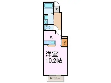 リードスクリーンA(1K/1階)の間取り写真