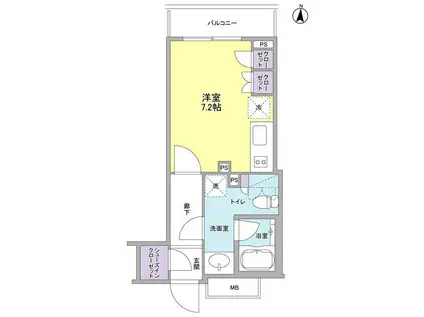 プラウドタワー亀戸(ワンルーム/3階)の間取り写真