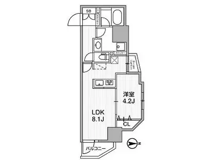 LUNIQ新御徒町I(1LDK/3階)の間取り写真