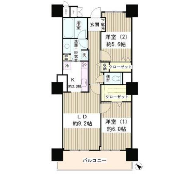 ムーンアイランドタワー(2LDK/3階)の間取り写真