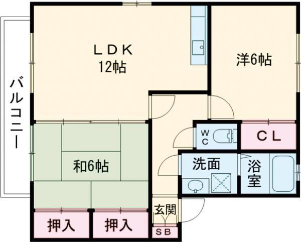 サパン長谷川(2LDK/2階)の間取り写真