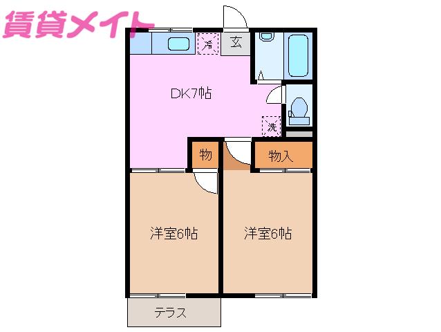 マリオ豊田C棟(2DK/1階)の間取り写真