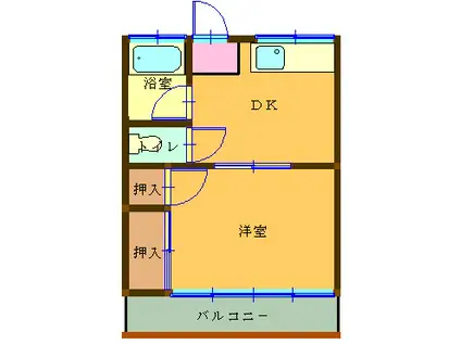 緑コーポレス(1DK/2階)の間取り写真