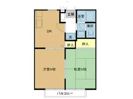 アルカディアA(2DK/1階)の間取り写真