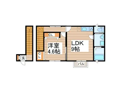 JOIE(1LDK/2階)の間取り写真