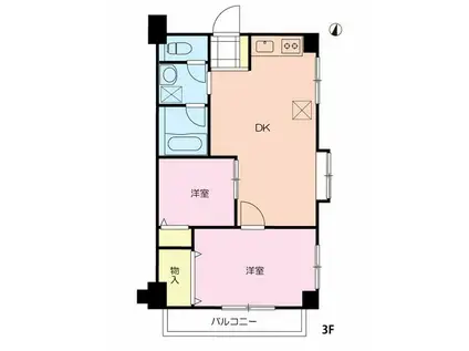 ヒルトップエム(2DK/3階)の間取り写真