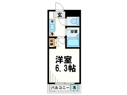 グリーンパーク調布(1K/2階)の間取り写真