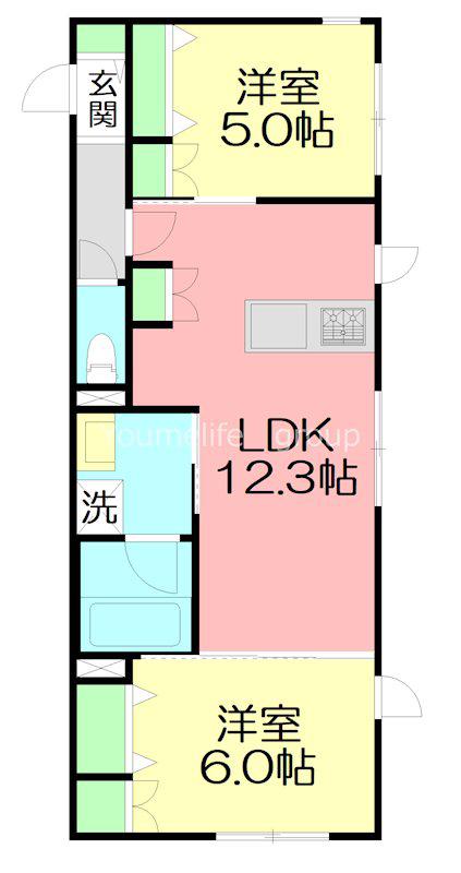 HOUOLI EBINA(2LDK/1階)の間取り写真
