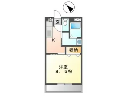 ハイ ジャンプ(1K/4階)の間取り写真