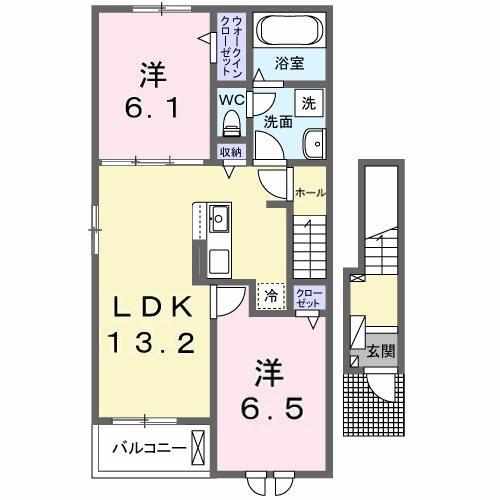 エスポワールIII(2LDK/2階)の間取り写真