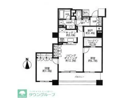 パークタワー東戸塚(2SLDK/19階)の間取り写真