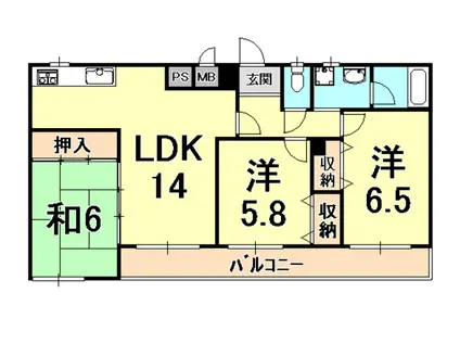 プラビーラコート1(3LDK/2階)の間取り写真