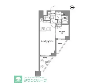 リーラ三鷹(1LDK/2階)の間取り写真