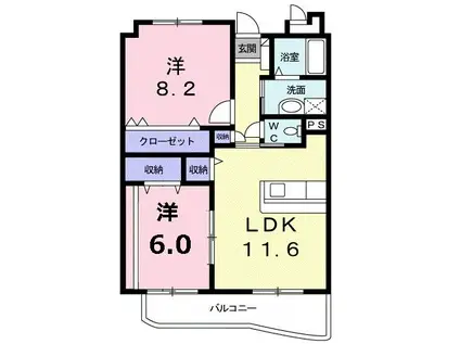 アーバンステージ(2LDK/6階)の間取り写真