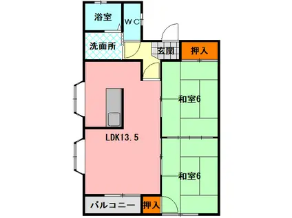 KENS駒生(2LDK/2階)の間取り写真