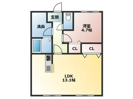 エクシブIII(1LDK/1階)の間取り写真