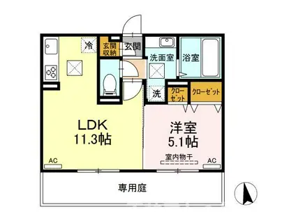D-ROOM北浜(1LDK/1階)の間取り写真