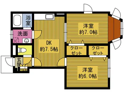 グレイスコート戸次(2DK/1階)の間取り写真