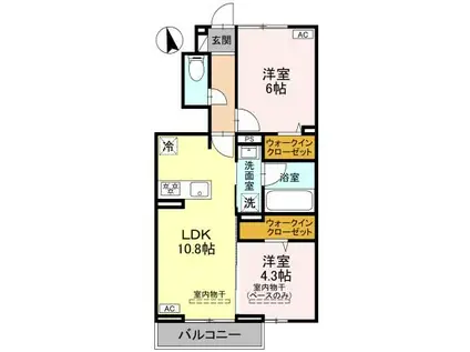 エミグランドD(2LDK/1階)の間取り写真