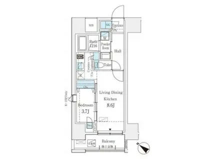 プライムレジデンス渋谷(1LDK/5階)の間取り写真