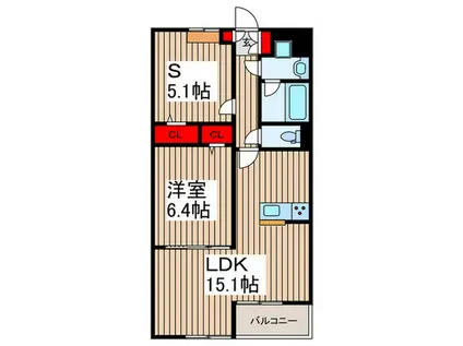 VOITURE M´H(1SLDK/2階)の間取り写真