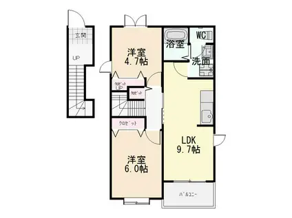 グランメール(2LDK/1階)の間取り写真