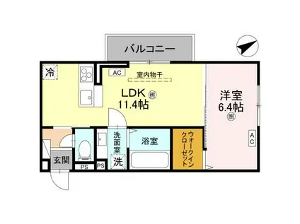 D-REGALO江守中(1LDK/3階)の間取り写真