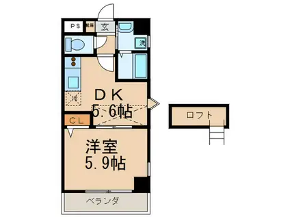 ハイネスト香椎参道(1DK/7階)の間取り写真